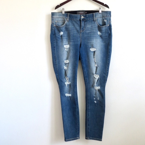 NEW! Torrid Bombshell Skinny Premium Stretch High Rise Distressed Jeans SZ 18 - Picture 5 of 12